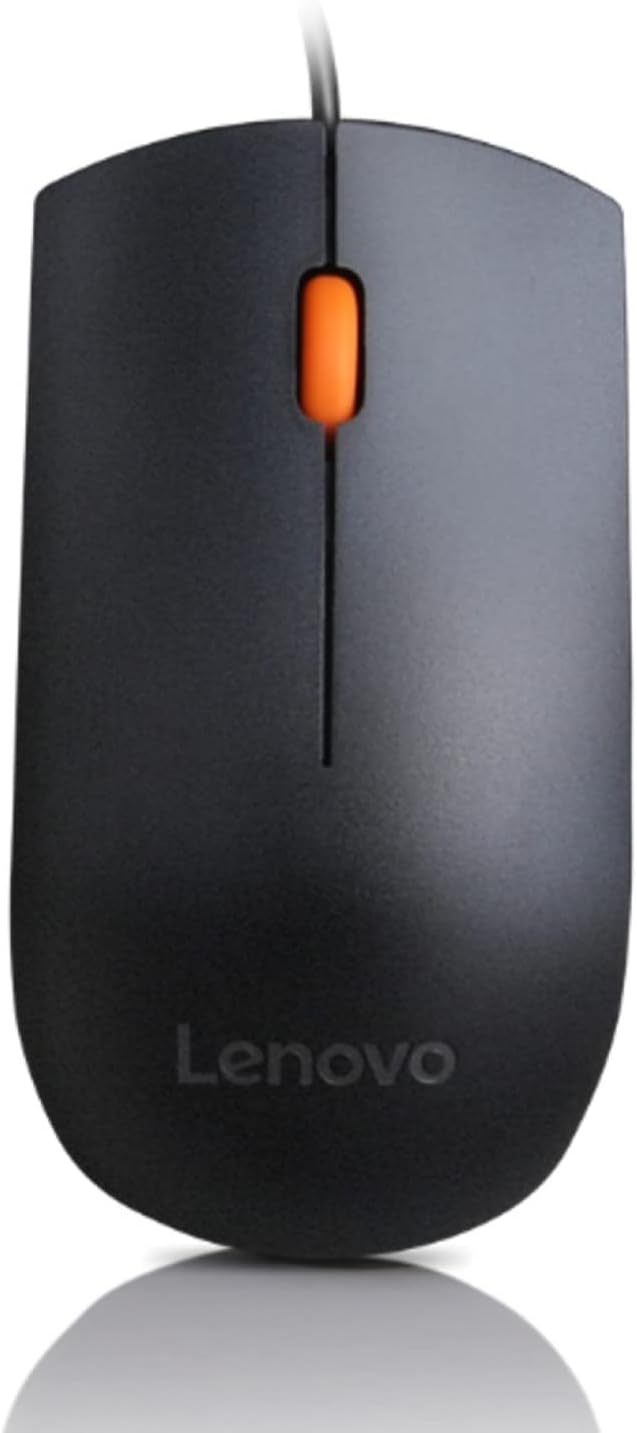 Wired USB Mouse 1600 DPI Optical Sensor – 3 Button Scroll Wheel Ambidextrous Design Plug & Play Lenovo