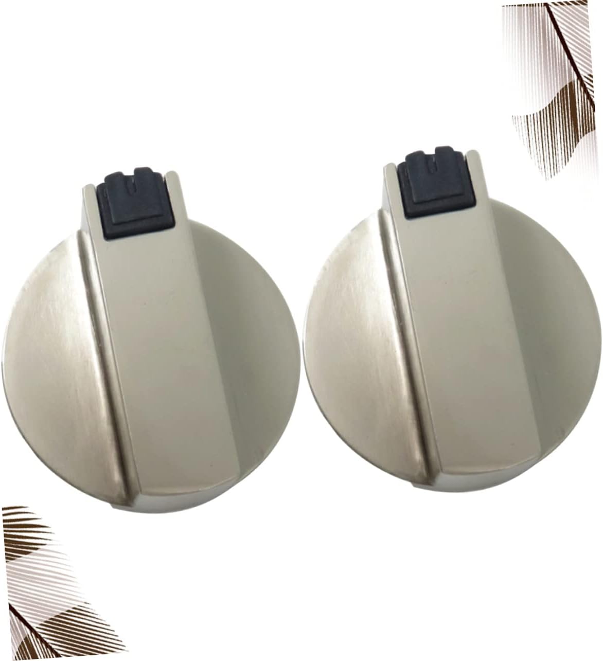2 Pcs Universal Gas Stove Cooker Knobs – Zinc Alloy 6mm Oven Control Knobs, Silver Rotary Switch Replacement with Adapter for Gas Stove & Oven