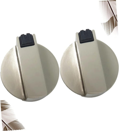 2 Pcs Universal Gas Stove Cooker Knobs – Zinc Alloy 6mm Oven Control Knobs, Silver Rotary Switch Replacement with Adapter for Gas Stove & Oven