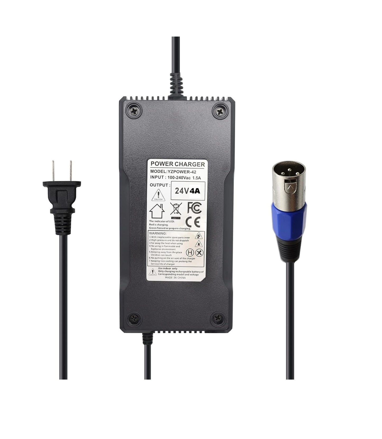 24V 4A Battery Charger with XLR Connector – Smart Charger for Mobility Scooters, Power Chairs & Electric Wheelchairs Compatible with EA1065, S150 180 X-CEL, Jazzy 1107, 614HD, Invacare Pronto M51 & More