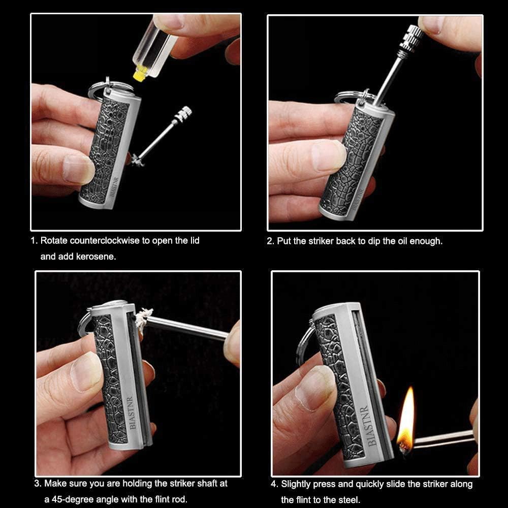 1 PCS Permanent Match Emergency Lighter Black | Metal Matchstick Fire Starter Keychain Reusable Survival Striker Kit for Camping & Hiking