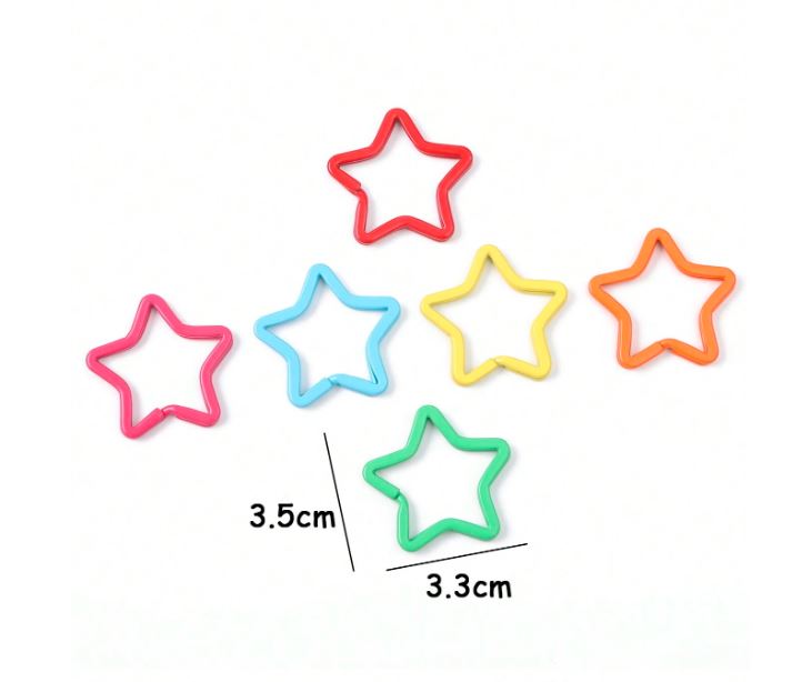 Star Key Ring 30x35mm Colorful Planted Key Circle Ring Big Star Key Split Rings For Making Keychain Connector Chain