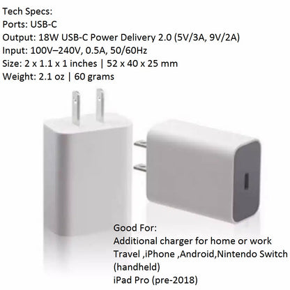 ⚡ Type-C 18W PD Fast Charger – Model G1000-US  Branded Premium Quality | USB-C Port | Original-Style Charger for Google Pixel