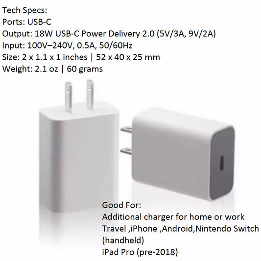⚡ Type-C 18W PD Fast Charger – Model G1000-US  Branded Premium Quality | USB-C Port | Original-Style Charger for Google Pixel