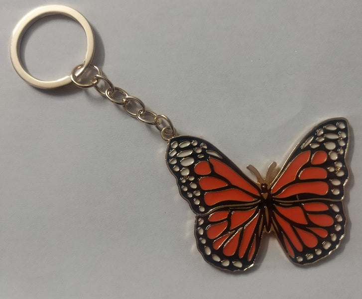 Cute Monarch Butterfly Keychain Coral Pink & Gold Butterfly Gift Keychain Accessories for Women Back pack,