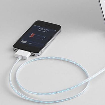 Dexim Visible Current Flow USB 30 Pin Data Cable White – Fast Charging &amp; Reliable Data Transfer for iPhone iPad iPod