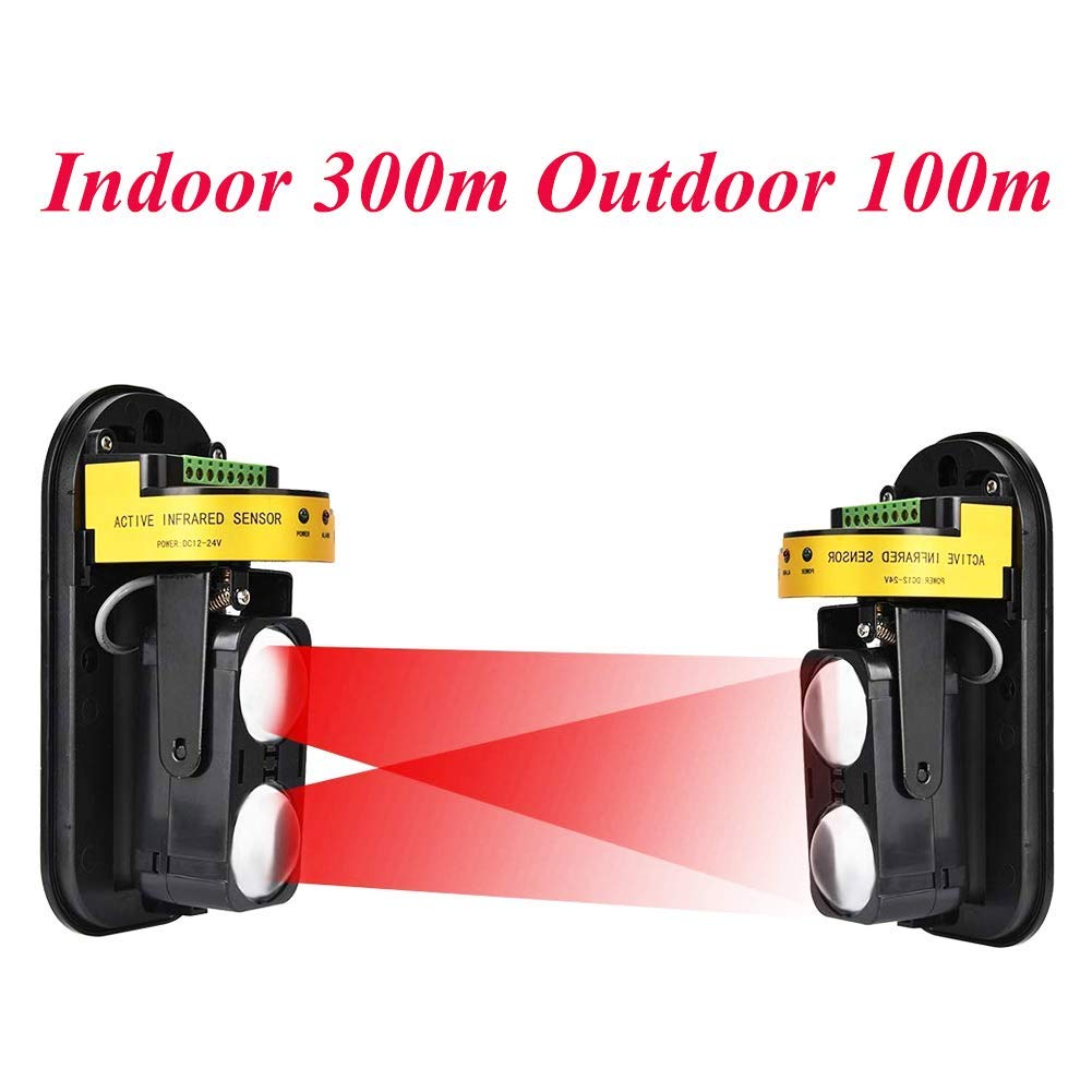 🔒 ABT-100 100m Dual Beam Photoelectric Infrared Detector 433MHz Burglar Alarm Perimeter Security System – Black