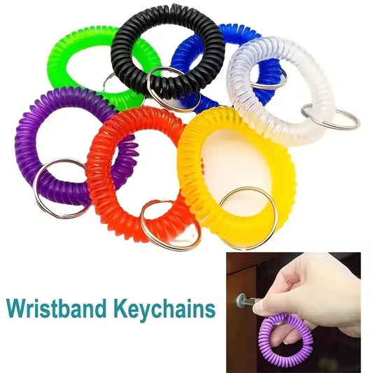 Creative Colorful Spiral Keychain Wrist Ring Spring Wrist Coil Bracelets Keyrings For Car Shopping Outdoor Sports Key Holder