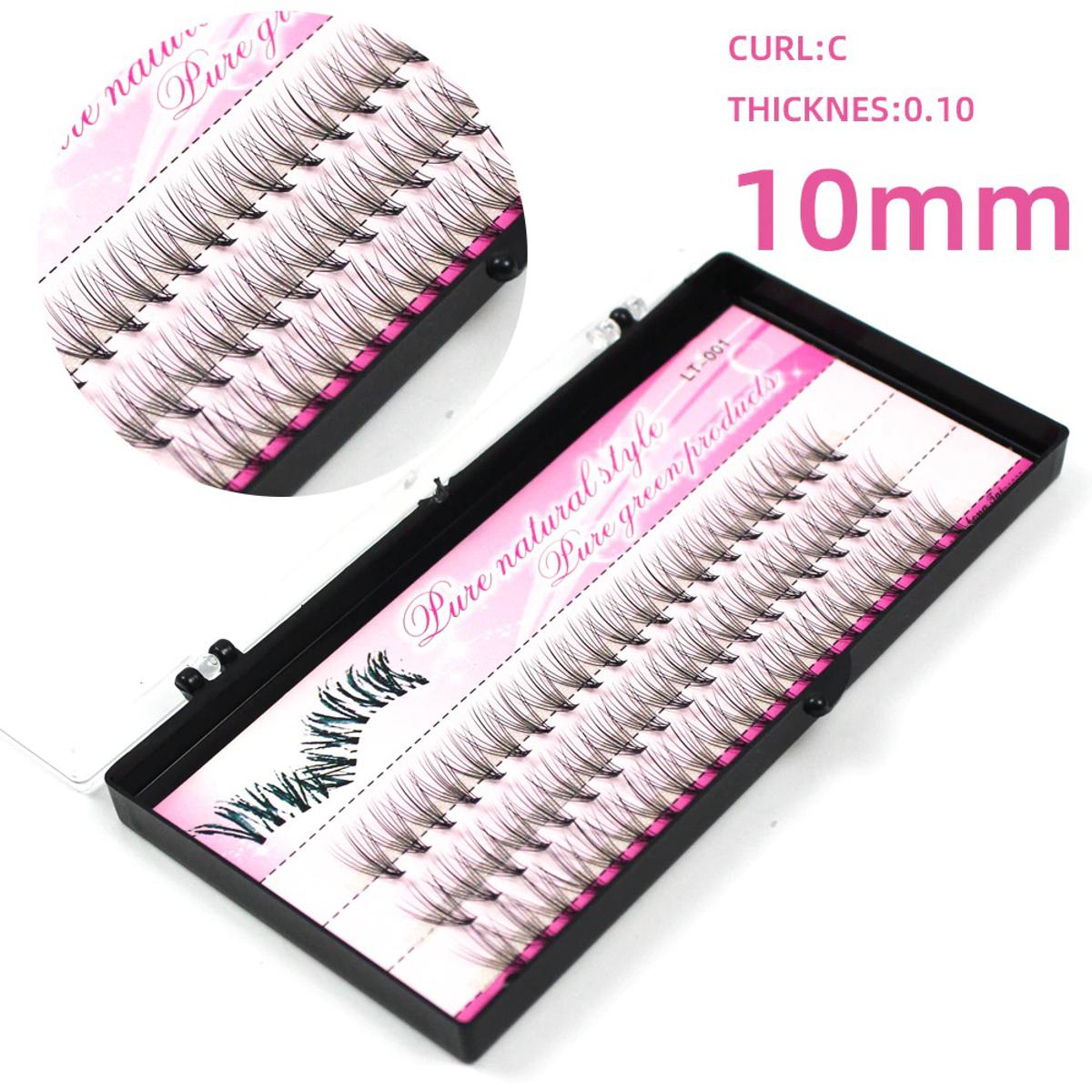 Eyelashes Pure Natural Style and Eye Lash Length 10mm Curl C , 10 D , Pure Green Products Making Up Tool