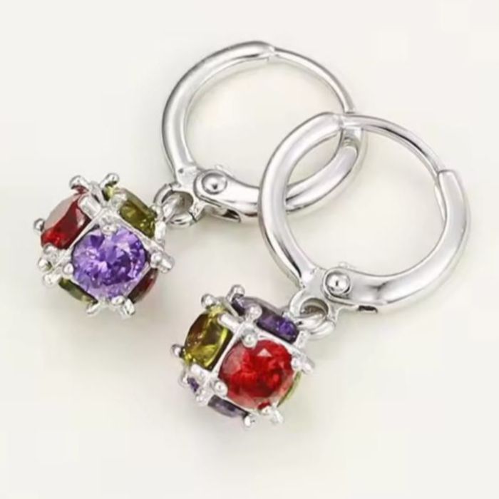 Magic Ball Dangle Earrings Jewelry for Women Multicolor CZ White Gold Color New Design