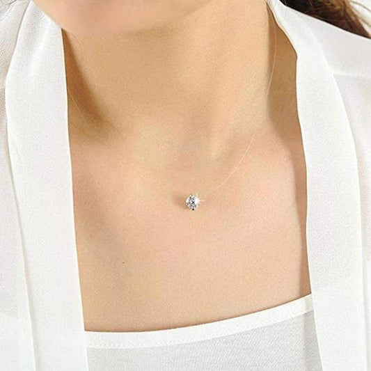 choker Invisible Fish Line Crystal Necklace Pendants Neck Zircon Women Clavicle Chain Lady Feminino Collar 8mm Zircon A One World Best Gift