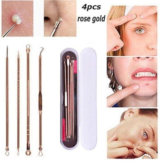 4 Pcs/Set Acne Blackhead Removal Needles Stainless Pimple Spot Comedone Extractor Cleanser Beauty Face Clean Care Tools