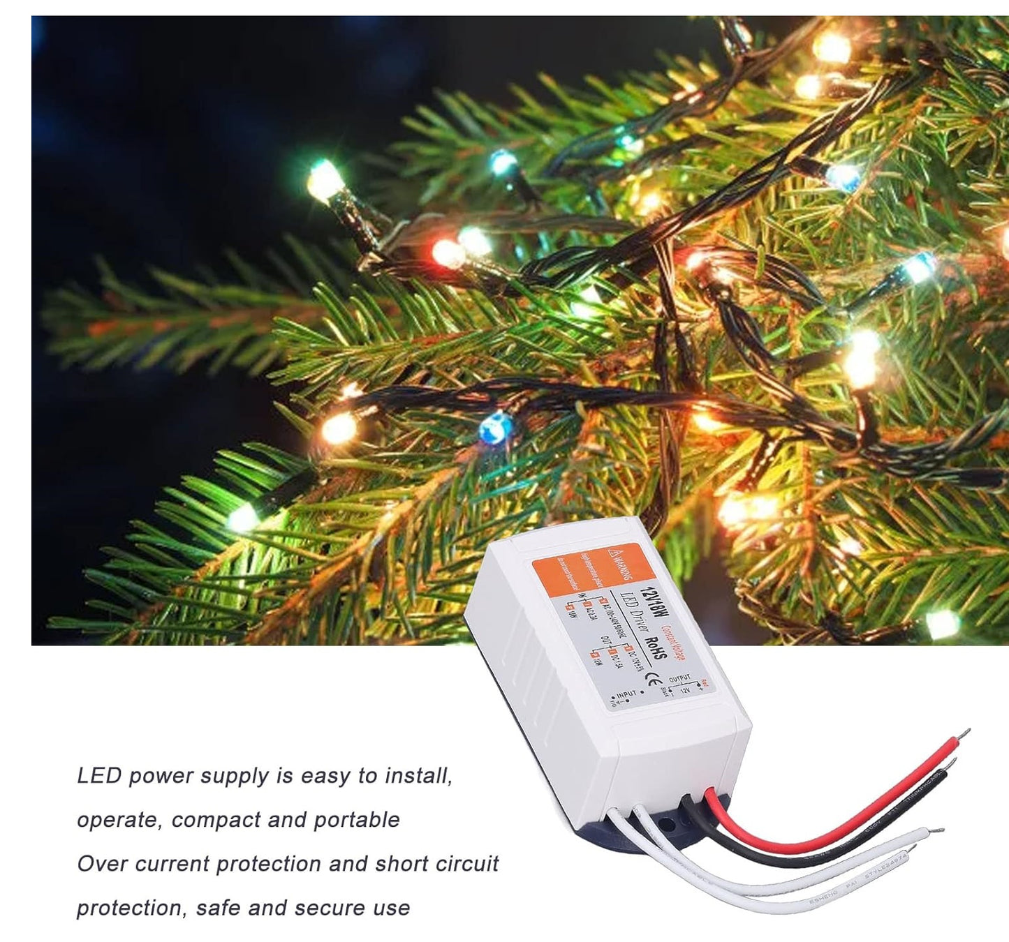 LED Driver Power Supply – Constant Voltage Adapter AC 100-240V to 12V 1.5A 18W for LED Strip Lights & LED Projects