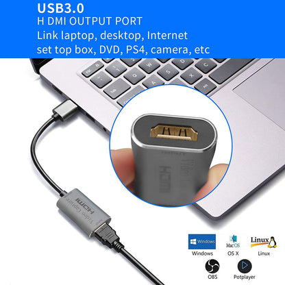 4K HDMI Video Capture Card 1080P 60fps Live Gaming Streaming Teaching Black