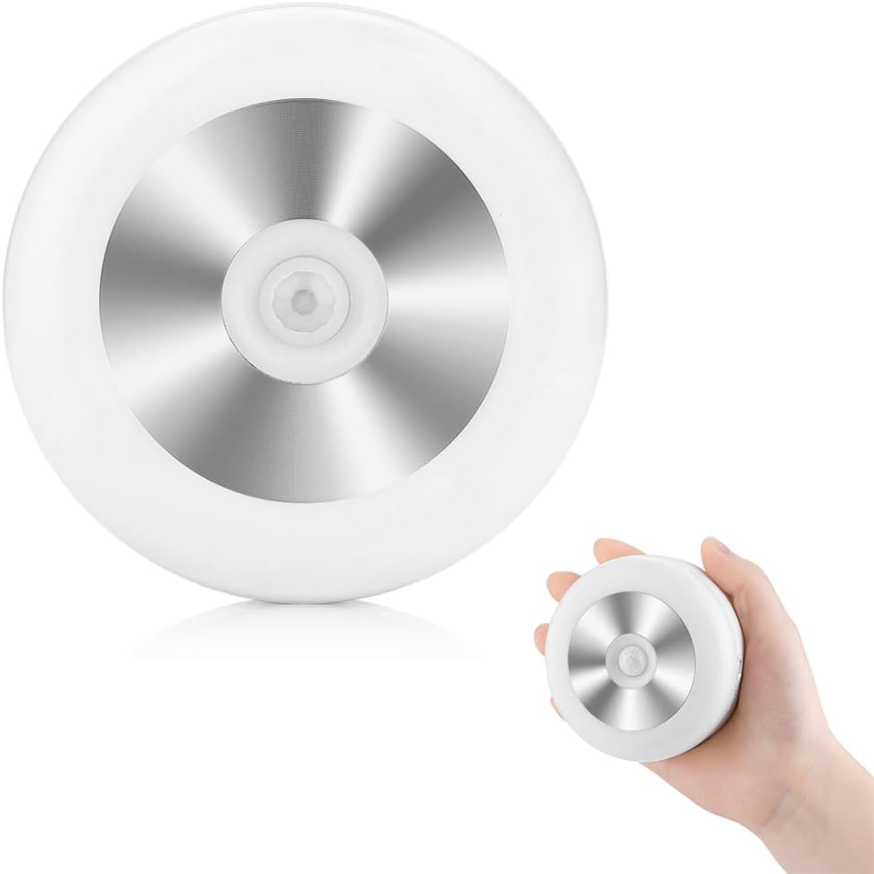 LED Motion Sensor Night Light Stick-On LED Light  Auto On Off for Indoor Outdoor Use (White)