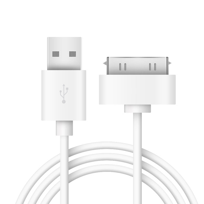 30 Pin Fast Charging USB Cable for 4/4S, 3G/3GS, Tablet 1/2/3 & Media Player – Data Sync & Charging Cable (White)