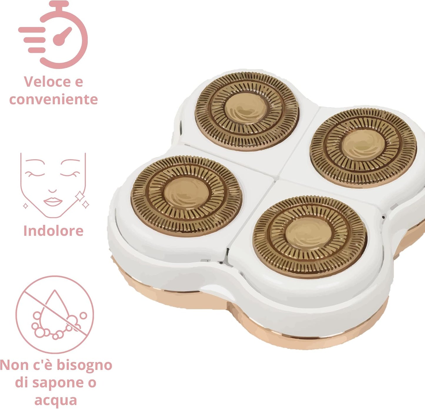 Finishing Touch Flawless Legs, Replacement Heads for Electric Razor 18 Carat Gold