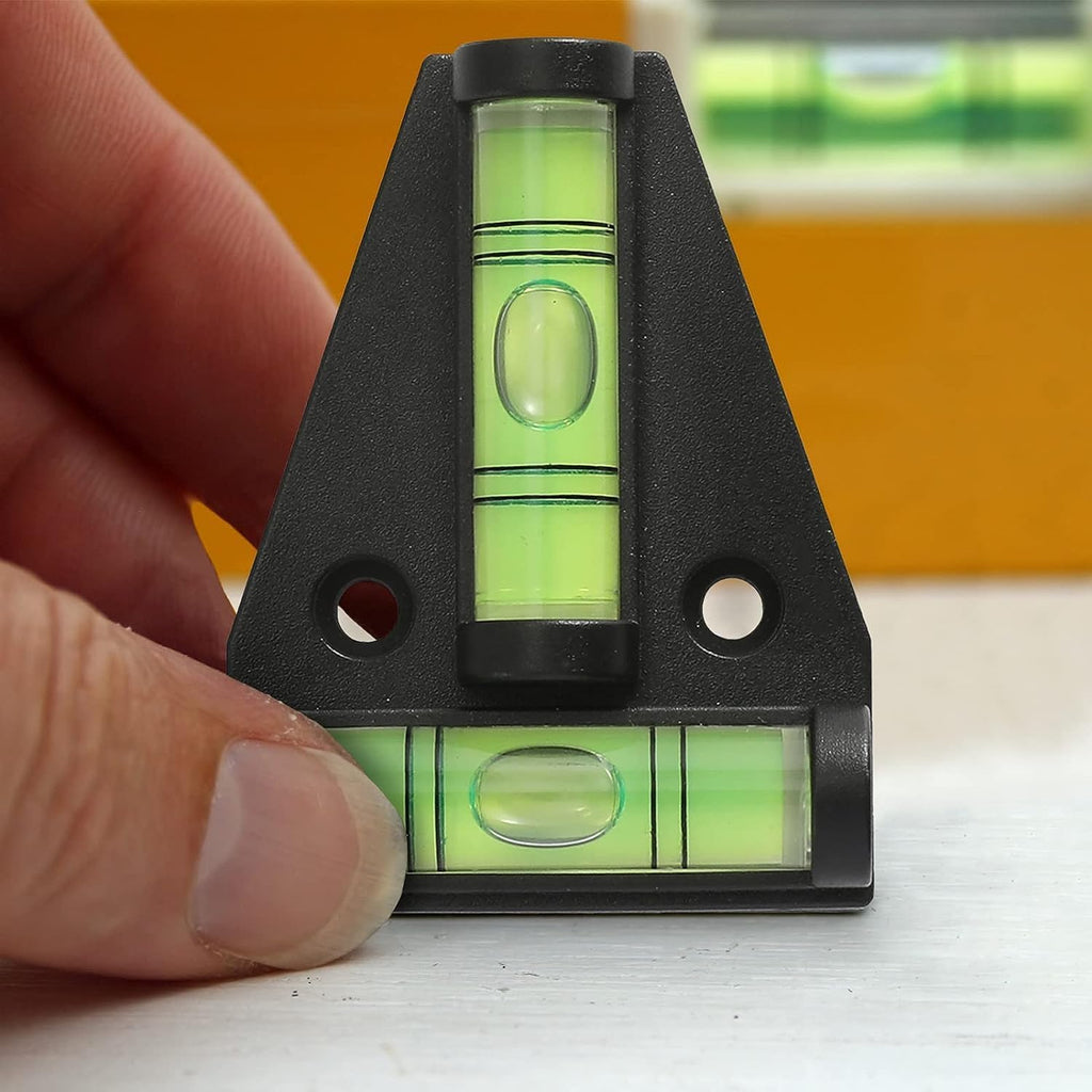 2 Way Mini Black Spirit Level – Small T Shaped Bubble Levelling Tool for On-The-go Measuring – Spirit Levels for a Caravan Campervan Furniture Picture Frames Decking Camera Tripod Camping