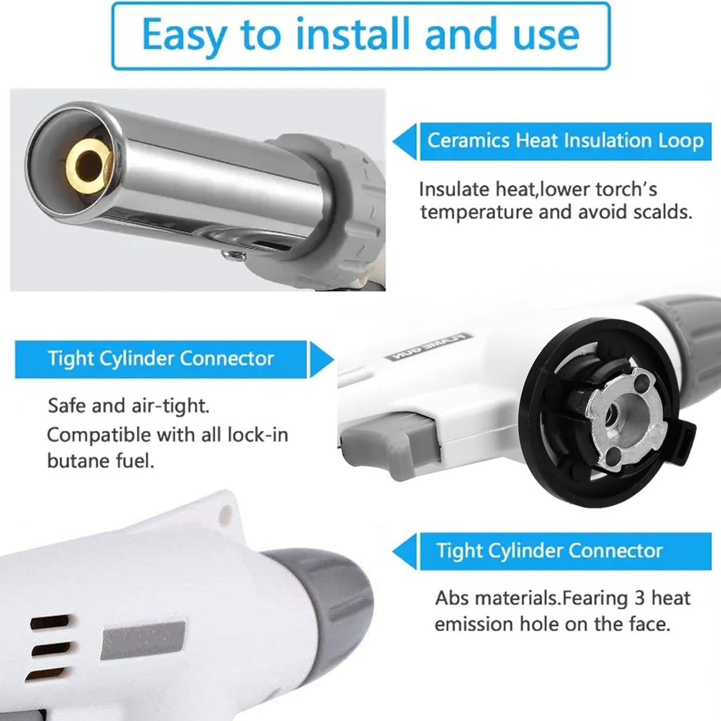 Butane Gas Blow Torch for Outdoor BBQ | Portable Refillable Flame Gun | Adjustable Jet Burner for Cooking, Welding & Camping Torch