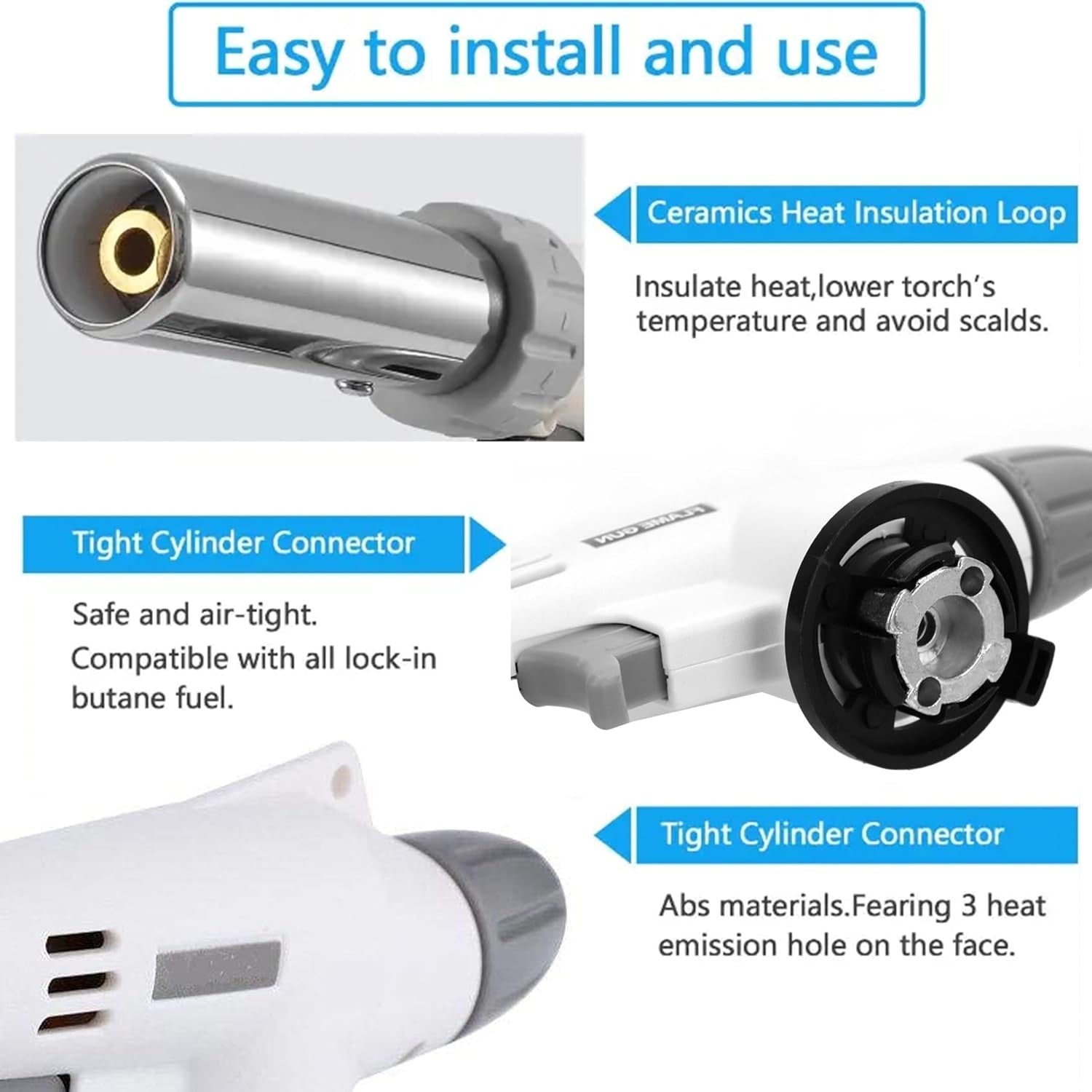 Butane Gas Blow Torch for Outdoor BBQ | Portable Refillable Flame Gun | Adjustable Jet Burner for Cooking, Welding & Camping Torch