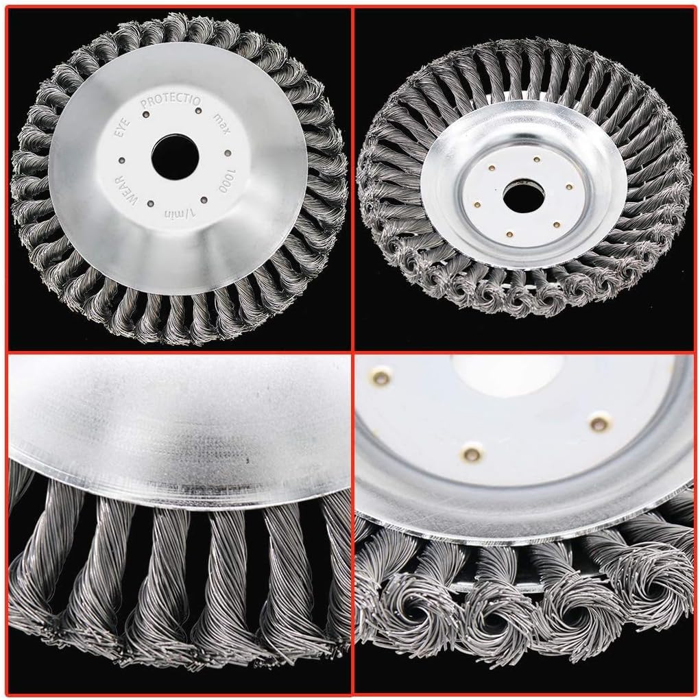 8 Inch Grass Trimmer Head Derusting & Weeding Wheel | Rust & Dust Removal Plate with Fixing Kit | Steel Wire Brush Cutter for Lawn Mower & Garden Tools