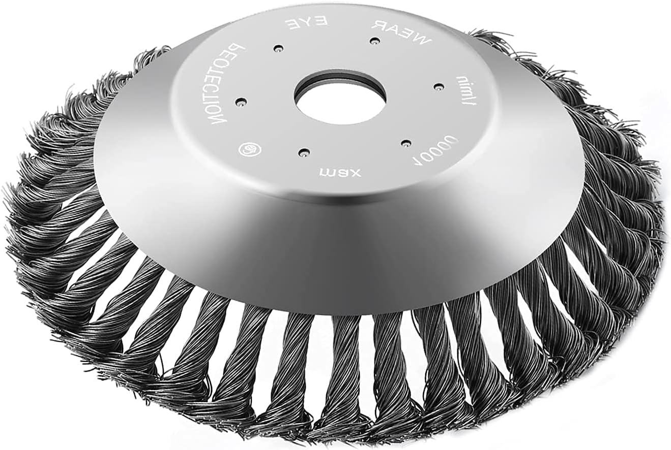 8 Inch Grass Trimmer Head Derusting & Weeding Wheel | Rust & Dust Removal Plate with Fixing Kit | Steel Wire Brush Cutter for Lawn Mower & Garden Tools