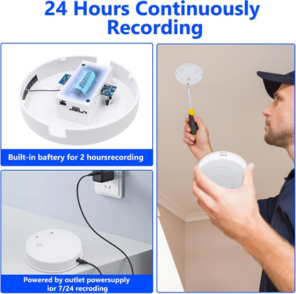📷 WiFi Mini Detector Camera – 1080P Wireless Smoke Detector Security Nanny Cam  Motion Detection • Remote View • Audio • Home & Office Surveillance