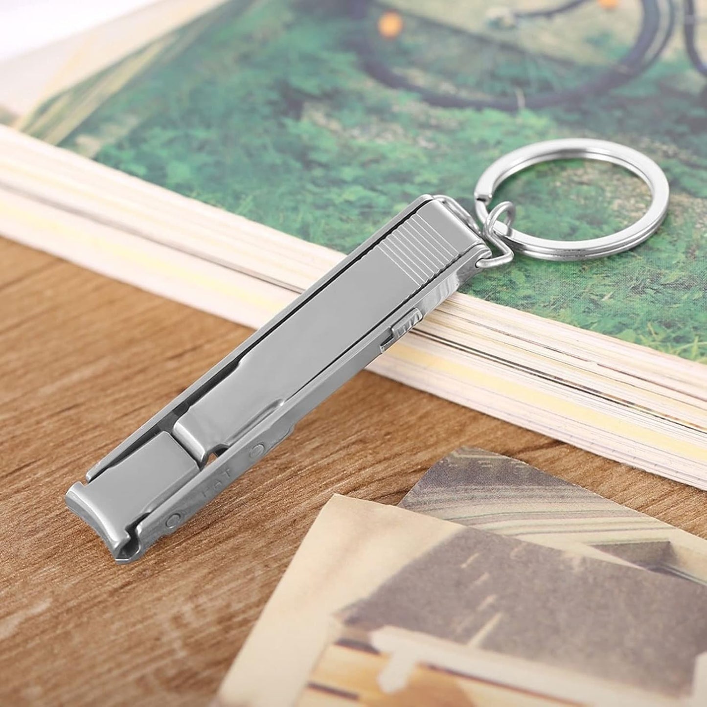Stainless Steel Ultra-thin Foldable Hand Toe Nail Clippers Cutter With Keychain Nail Art Tool