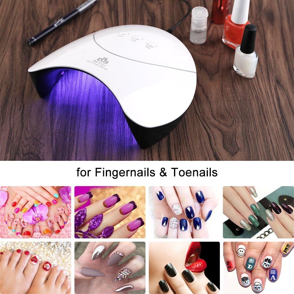 Nail Lamp, Bevili 36W LED UV GEL Nail Dryer Curing Lamp with 60s/90s/120s Timer, Portable Nail Manicure Machine with Automatic Sensor for Fingernail & Toenail