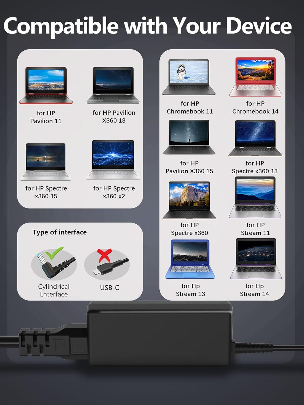 HP 19.5V 2.31A 45W Laptop Adapter