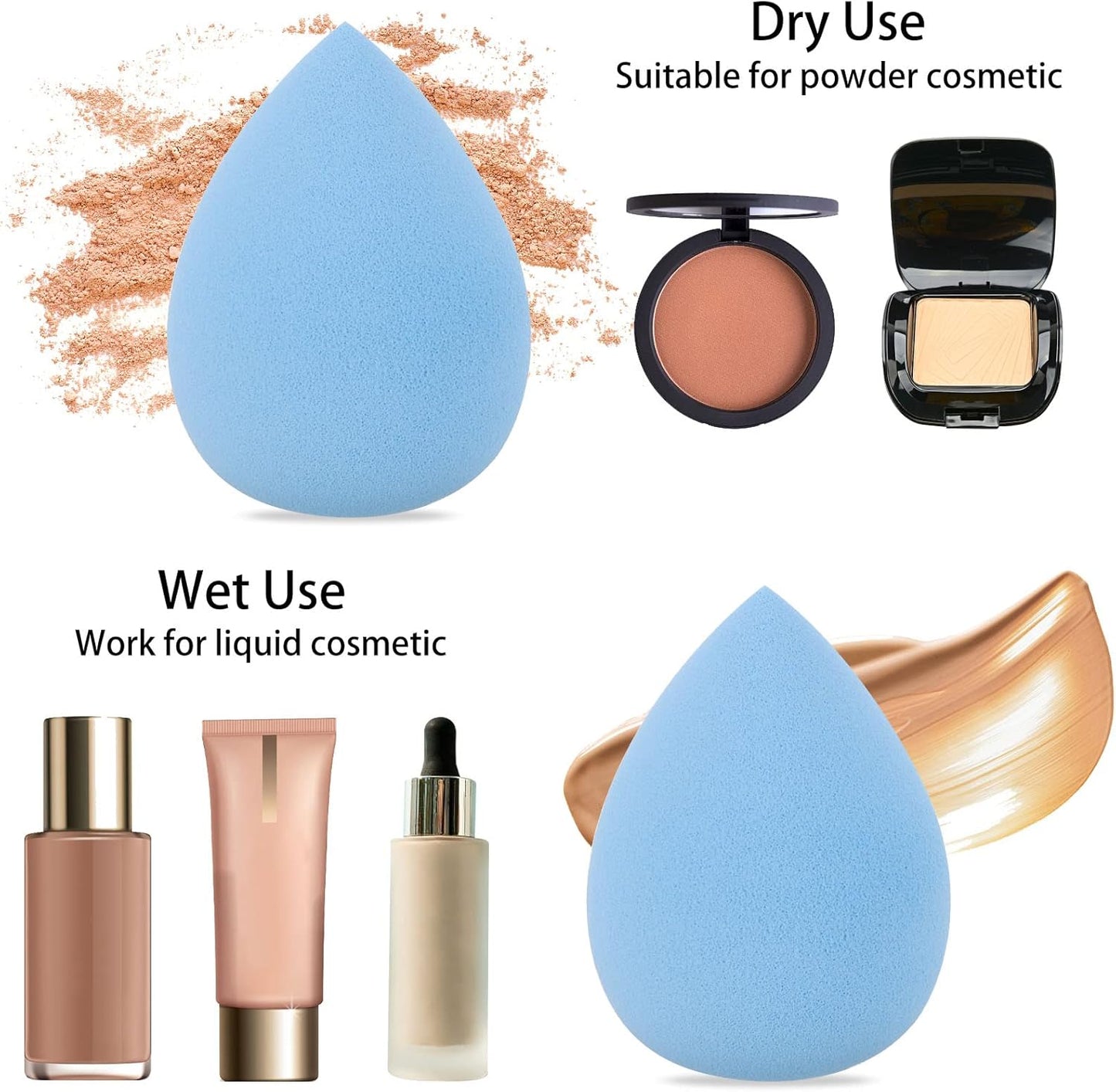 3 Pcs Makeup Beauty Blender Sponge Set – Soft Latex-Free Makeup Sponges for Liquid & Cream Foundation, Reusable & Washable, Suitable for All Skin Types | Pack of 3 | A One Quality
