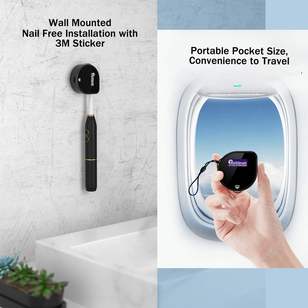 UV Toothbrush cover,Toothbrush sterilizer Case, Wall Mount Toothbrush Case Both Electric and Manual Toothbrushes, for Home and Travel (Black) EPA Est.NO.97123-CHN-1