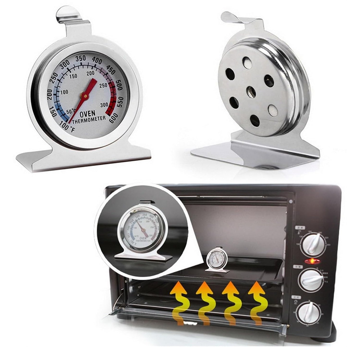 Universal Baking & Meat Temperature Thermometer – Stainless Steel Oven Thermometer Gauge for BBQ, Microwave, Cooker & Kitchen Use