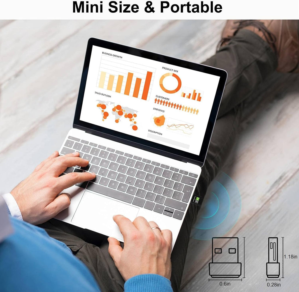 600Mbps Dual Band USB WiFi Adapter | 2.4GHz &amp; 5GHz Wireless Network Receiver | USB 2.0 | Driver-Free Plug &amp; Play | Universal External Network Card