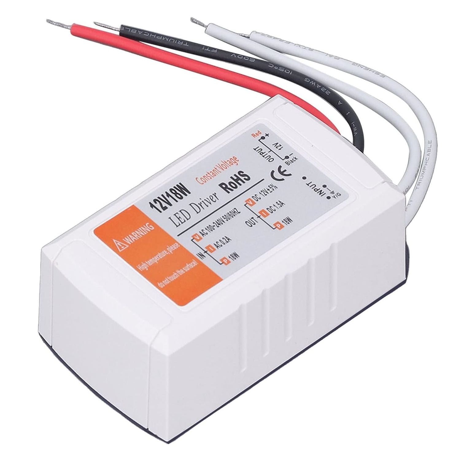 LED Driver Power Supply – Constant Voltage Adapter AC 100-240V to 12V 1.5A 18W for LED Strip Lights & LED Projects
