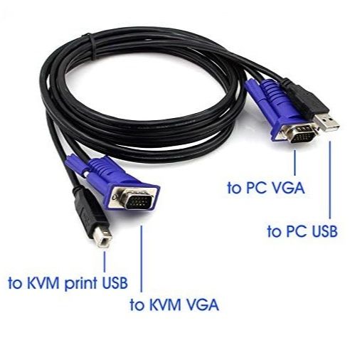 1.5 Meter USB VGA KVM Switch Cable 15 Pin VGA Male to Male with USB A to B Printer Cable for PC Monitor Keyboard Mouse