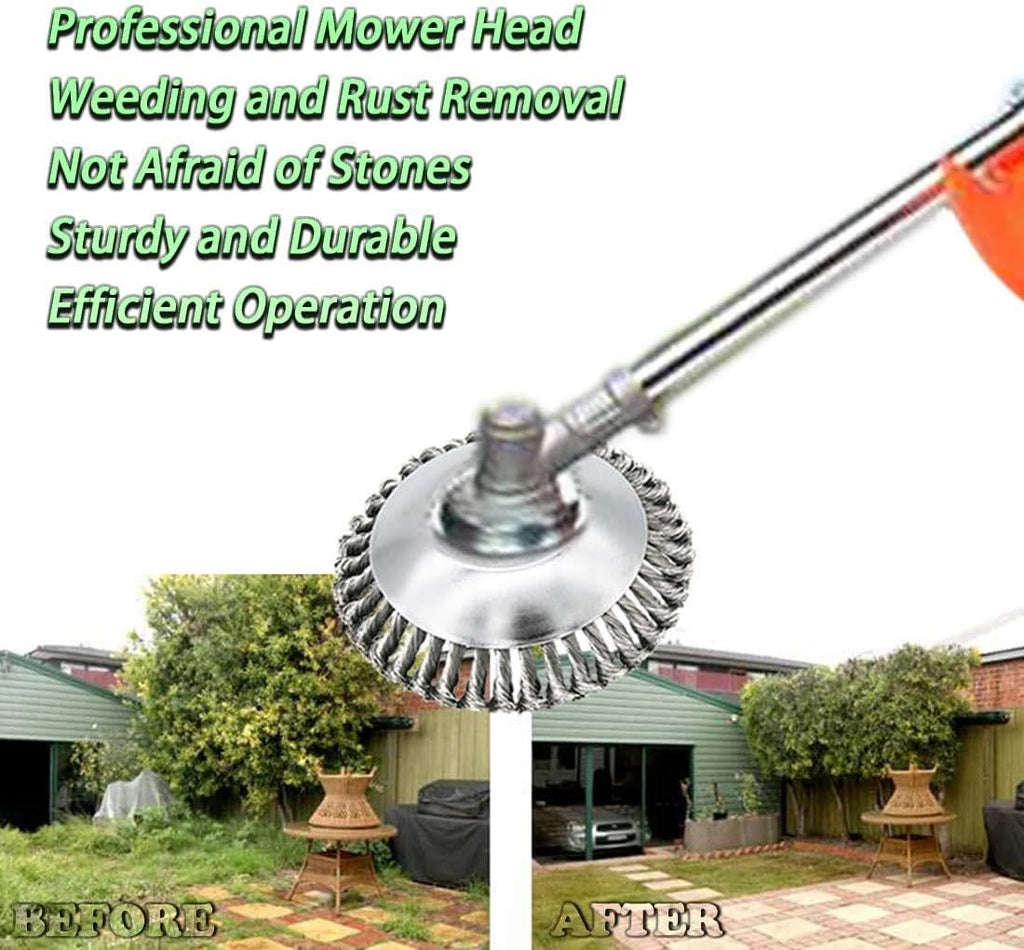8 Inch Grass Trimmer Head Derusting & Weeding Wheel | Rust & Dust Removal Plate with Fixing Kit | Steel Wire Brush Cutter for Lawn Mower & Garden Tools