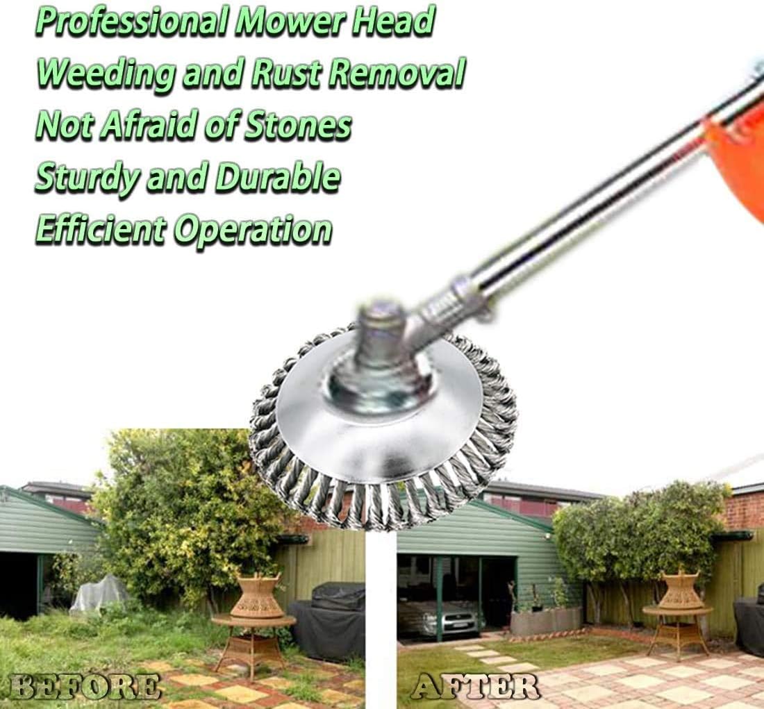 8 Inch Grass Trimmer Head Derusting & Weeding Wheel | Rust & Dust Removal Plate with Fixing Kit | Steel Wire Brush Cutter for Lawn Mower & Garden Tools