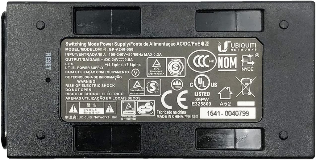 🔌 24V 0.5A PoE Gigabit Switching Mode Power Supply (12W) GENUINE UBIQUITI Branded Power Injector – Models: GP-A240-050 / GP-A240-050G / GP-H480-050G