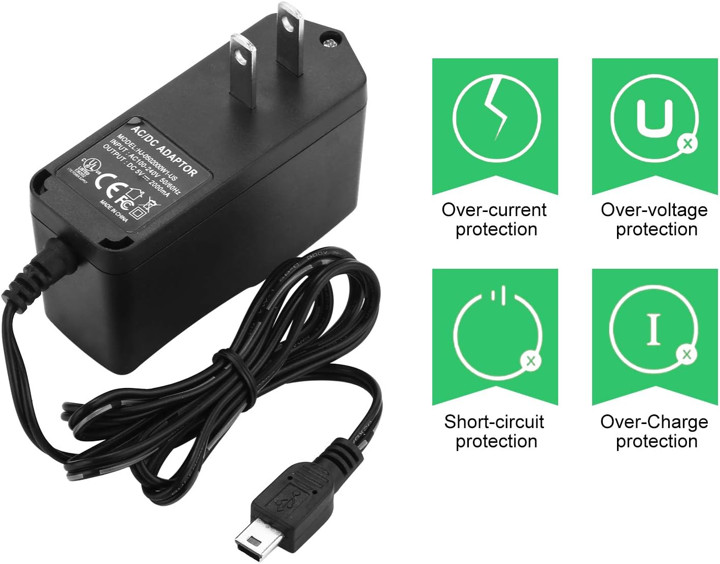 🔌 DC 5V Mini USB Pin Wall Charger Adapter – Compact Power Adapter (Black)