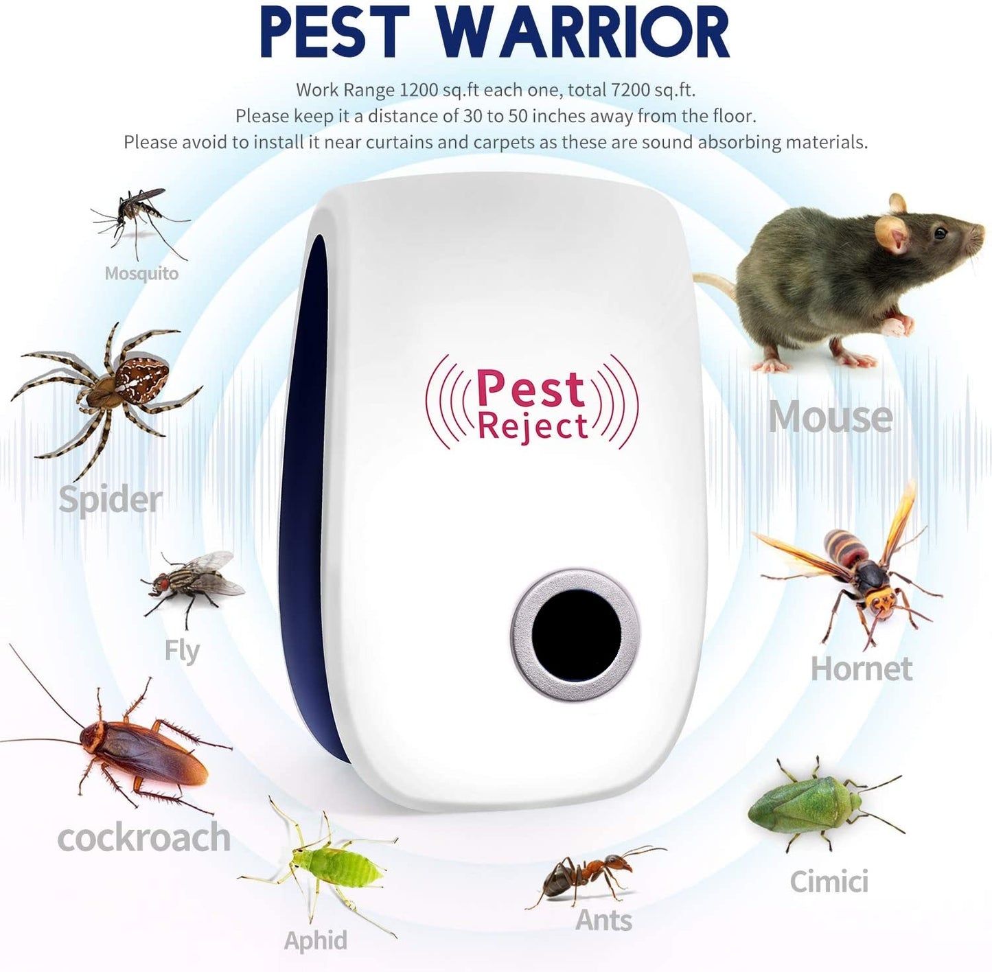 Ultrasonic Pest Repeller , Pest Repellent Ultrasonic Plug in Indoor , Pest Reject Rodent Bug Repellent for Home Reject Insect Mice Mosquito Ant Spider Cockroach Bug Keep Human and Pets Safe Smart Home Premium Quality A One Long Life Product