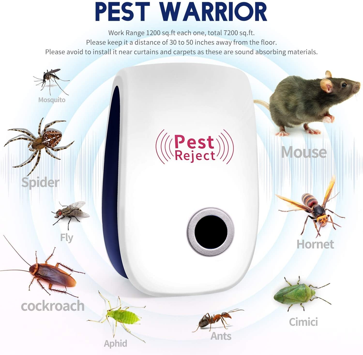 Ultrasonic Pest Repeller , Pest Repellent Ultrasonic Plug in Indoor , Pest Reject Rodent Bug Repellent for Home Reject Insect Mice Mosquito Ant Spider Cockroach Bug Keep Human and Pets Safe Smart Home Premium Quality A One Long Life Product