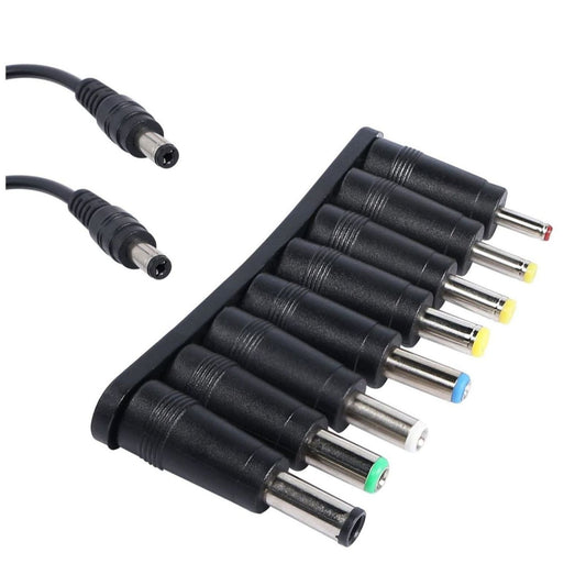 8-in-1 Universal Laptop DC Power Adapter Connector – 5.5mm x 2.1mm Female to Male Plug Converter with 22cm Tuning Fork Cable for Laptop Power Supply