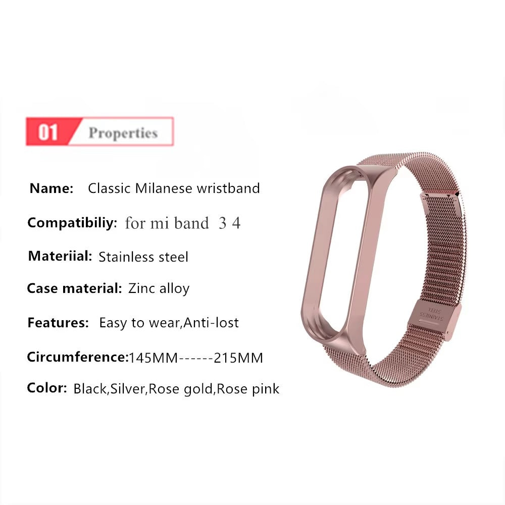Mi Band 4 Metal Strap Bracelet Milanese Strap Wristband Miband4 Pulseira For Xiaomi Mi Band 4 Band4 (Watch not included)