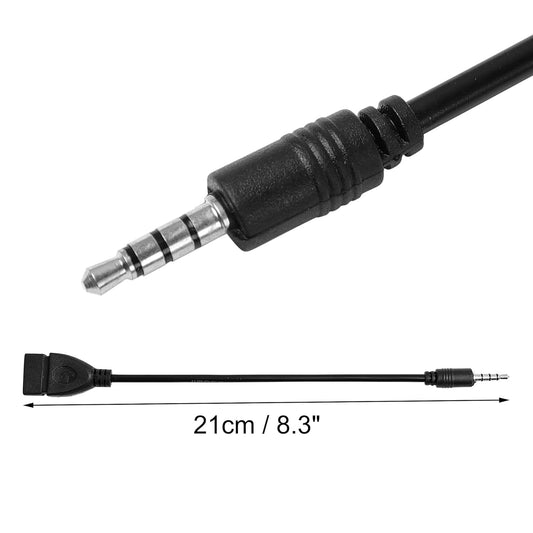 USB Female to 3.5mm Jack Male Audio Converter Adapter AUX Cable for Car Laptop Speaker Black