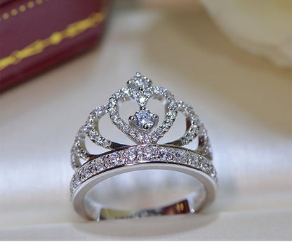 luxury Rings For Women Engagement Ring Princess Crown Ring Jewelry Women Sweet Rings Female