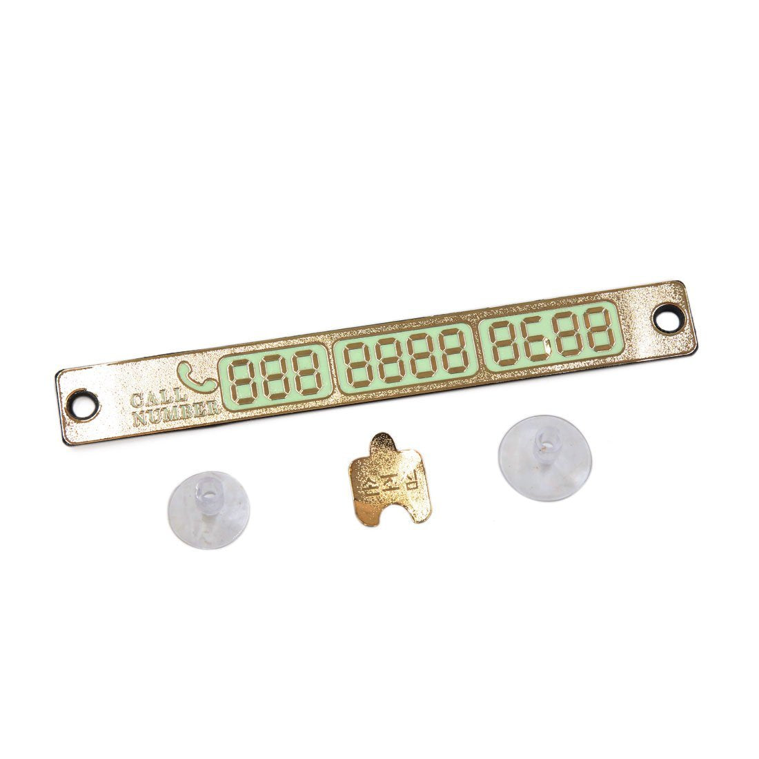 Gold Tone Luminous Car Parking Phone Number Card Plate – Stylish Vehicle Dashboard Contact Number Display Plate