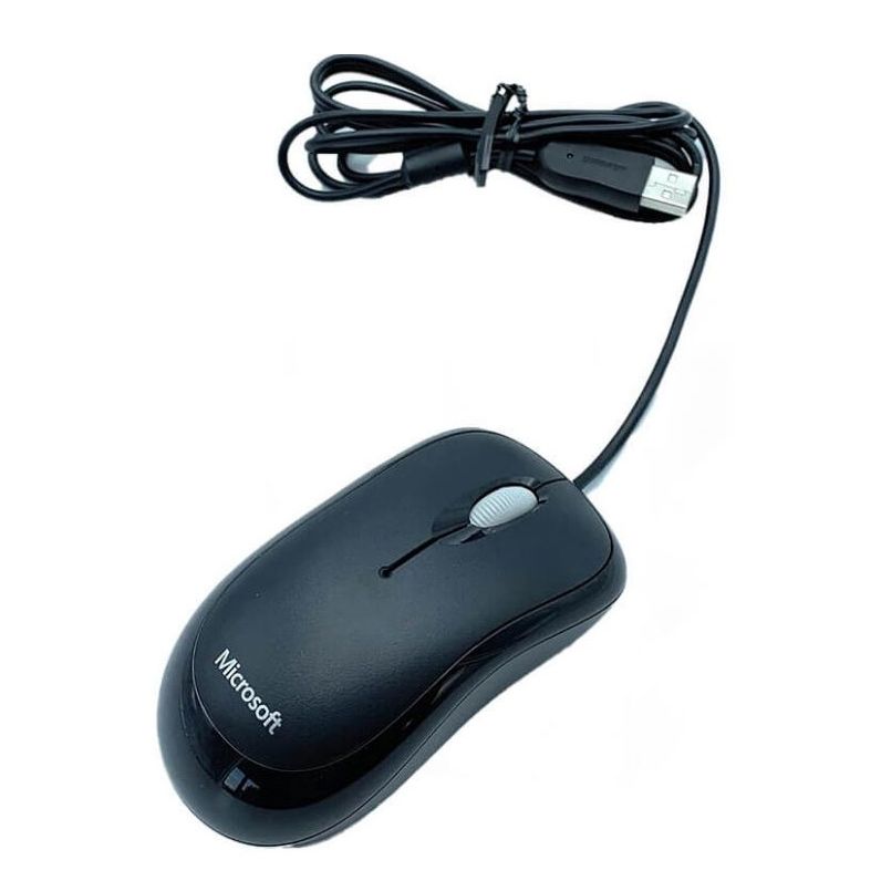 Basic Optical Mouse – Black Wired USB Ergonomic Design, Comfortable Right/Left Hand Use for PC, Laptop & Desktop