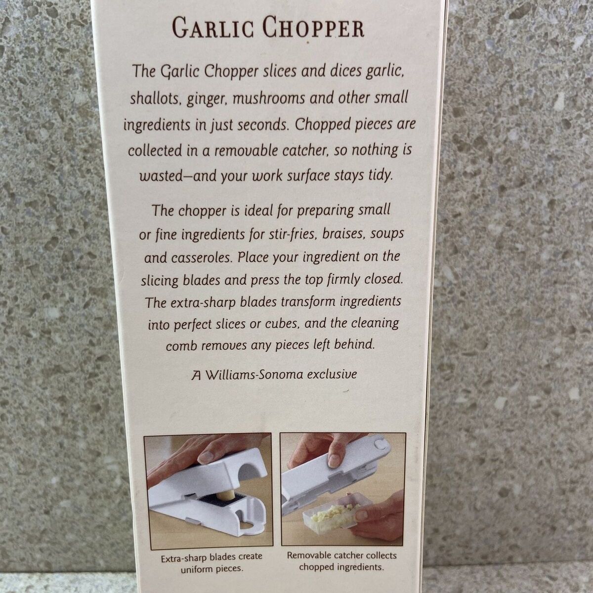 Williams-Sonoma Manual Garlic Chopper Quickly slices and dices garlic shallots ginger and other small ingredients