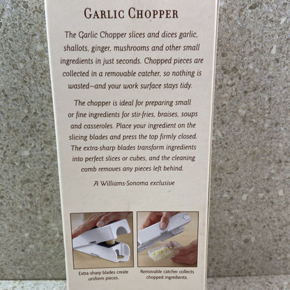 Williams-Sonoma Manual Garlic Chopper Quickly slices and dices garlic shallots ginger and other small ingredients
